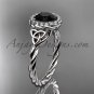 14kt white gold rope Black Diamond Celtic Bridal ring RPCT997
