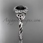 14kt white gold rope Black Diamond Celtic Bridal ring RPCT997