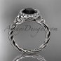14kt white gold rope Black Diamond Celtic Bridal ring RPCT997