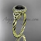 14kt yellow gold rope Black Diamond Celtic Bridal ring RPCT997