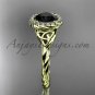 14kt yellow gold rope Black Diamond Celtic Bridal ring RPCT997
