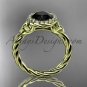 14kt yellow gold rope Black Diamond Celtic Bridal ring RPCT997
