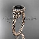 14kt rose gold rope Black Diamond Celtic Bridal ring RPCT997