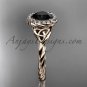 14kt rose gold rope Black Diamond Celtic Bridal ring RPCT997