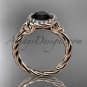 14kt rose gold rope Black Diamond Celtic Bridal ring RPCT997