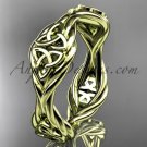 14k yellow gold rope Black Diamond Celtic Bridal ring RPCT998G
