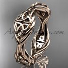 14k rose gold rope Black Diamond Celtic Bridal ring RPCT998G