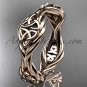 14k rose gold rope Black Diamond Celtic Bridal ring RPCT998G