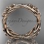 14k rose gold rope Black Diamond Celtic Bridal ring RPCT998G