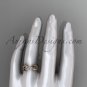 14k rose gold rope Black Diamond Celtic Bridal ring RPCT998G