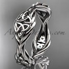 Platinum rope Black Diamond Celtic Bridal ring RPCT998G