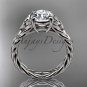 14kt white gold celtic rope engagement ring with a "Forever One" Moissanite center stone RPCT9108