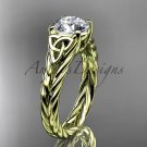 14kt yellow gold celtic rope engagement ring with a "Forever One" Moissanite center stone RPCT9108