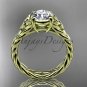14kt yellow gold celtic rope engagement ring with a "Forever One" Moissanite center stone RPCT9108