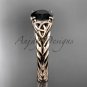 14kt rose gold celtic rope engagement ring with a Black Diamond center stone RPCT9108