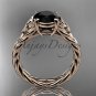 14kt rose gold celtic rope engagement ring with a Black Diamond center stone RPCT9108