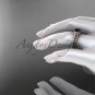 14kt rose gold celtic rope engagement ring with a Black Diamond center stone RPCT9108