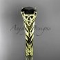 14kt yellow gold celtic rope engagement ring with a Black Diamond center stone RPCT9108