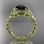 14kt yellow gold celtic rope engagement ring with a Black Diamond center stone RPCT9108