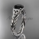 Platinum celtic rope engagement ring with a Black Diamond center stone RPCT9108