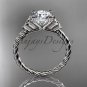 14kt white gold rope triquetra celtic engagement ring RPCT9116