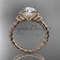 14kt rose gold rope triquetra celtic engagement ring RPCT9116