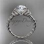 14kt white gold rope triquetra celtic engagement ring with a Moissanite center stone RPCT9116