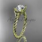 14kt yellow gold rope triquetra celtic engagement ring with a Moissanite center stone RPCT9116