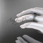 14kt white gold rope triquetra celtic engagement ring with a Black Diamond center stone RPCT9116