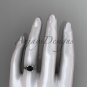 14kt white gold rope triquetra celtic engagement ring with a Black Diamond center stone RPCT9116