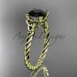 14kt yellow gold rope triquetra celtic engagement ring with a Black Diamond center stone RPCT9116