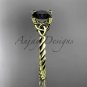 14kt yellow gold rope triquetra celtic engagement ring with a Black Diamond center stone RPCT9116