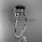 Platinum rope triquetra celtic engagement ring with a Black Diamond center stone RPCT9116