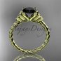 14kt yellow gold rope triquetra celtic engagement ring with a Black Diamond center stone RPCT9116