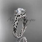 14kt white gold rope triquetra celtic engagement ring RPCT9112