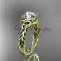 14kt yellow gold rope triquetra celtic engagement ring with a Moissanite center stone RPCT9112