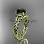 14kt yellow gold rope triquetra celtic engagement ring with a Black Diamond center stone RPCT9112