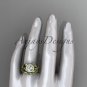 14kt yellow gold diamond leaf and vine engagement set with a Moissanite center stone ADLR328S
