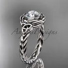 14kt white gold celtic nautical engagement ring with a Moissanite center stone RPCT9201