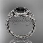 14kt white gold celtic nautical engagement ring with a Black Diamond center stone RPCT9201