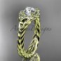 14kt yellow gold rope celtic trinity diamond engagement ring with a Moissanite center stone RPCT9380