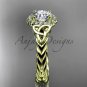 14kt yellow gold rope celtic trinity diamond engagement ring with a Moissanite center stone RPCT9380