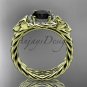 14kt yellow rope celtic trinity diamond engagement ring with a Black Diamond center stone RPCT9380