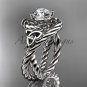 Platinum celtic trinity twisted rope wedding ring with a  Moissanite center stone RPCT9320