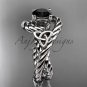 Platinum celtic trinity twisted rope wedding ring with a Black Diamond center stone RPCT9320