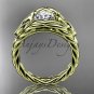 14kt yellow gold celtic trinity rope wedding ring with a Moissanite center stone RPCT964