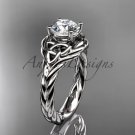 Platinum celtic trinity twisted rope wedding ring with a Moissanite center stone RPCT9125