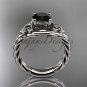 14kt white gold celtic trinity twisted rope wedding ring with a Black Diamond center stone RPCT9125