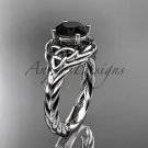 Platinum celtic trinity twisted rope wedding ring with a Black Diamond center stone RPCT9125