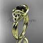 14kt yellow gold trinity celtic twisted rope wedding ring with a Black Diamond center stone RPCT9146